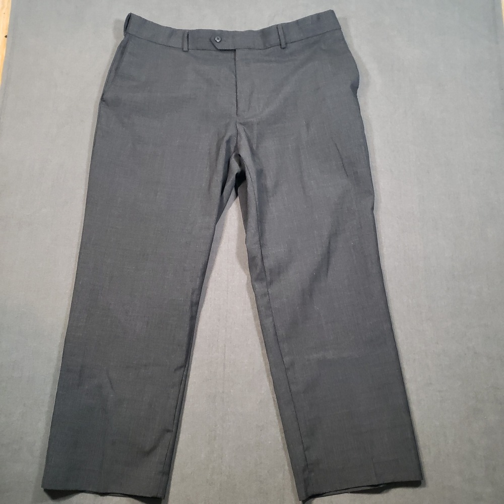 Stafford Performance Dress Pants Mens 40x29 Gray Classic‎ Fit Worsted Wool Blend